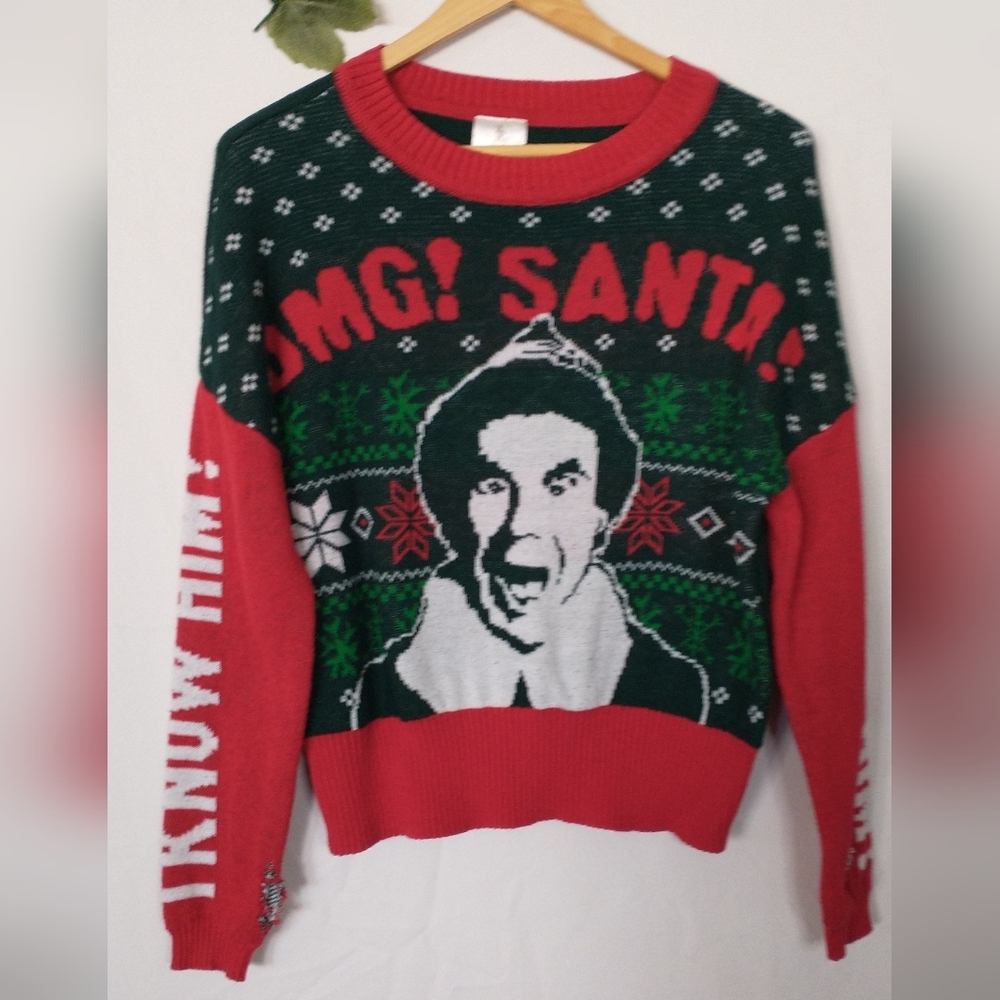 ELF Movie Christmas Festive Green and Red Christmas Sweater Small